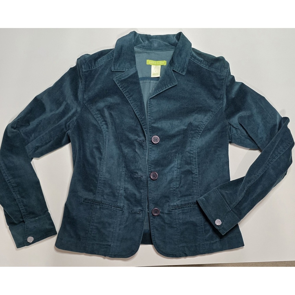 Sigrid Olsen Blazer Size 6 Stretch Corduroy Women's Jacket Teal SpringTime